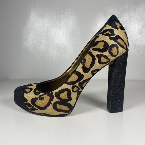 Sam Edelman Women Shoes Frances Leopard High Heels Sparkle Leather Brown Sz 7 - Picture 5 of 14